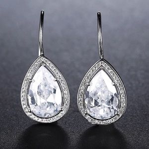Tear drop dangle earrings cubic zirconia